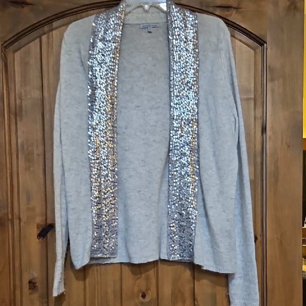 Charlotte Russe Silver Sequin Gray Cardigan